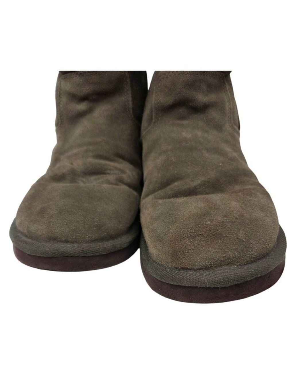 Ugg Womens Tall Olive Green Suede Utility Retro Y2K Cargo Boots 1895 Fur Lined - Picture 5 of 7